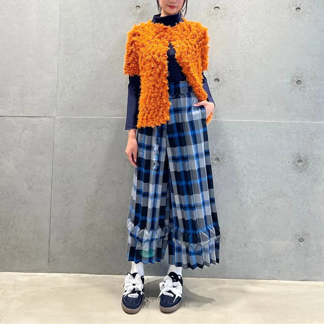 

Плиссированные повседневные женские брюки, модные, в клетку и полоску, свободного кроя, больших размеров, эластичные