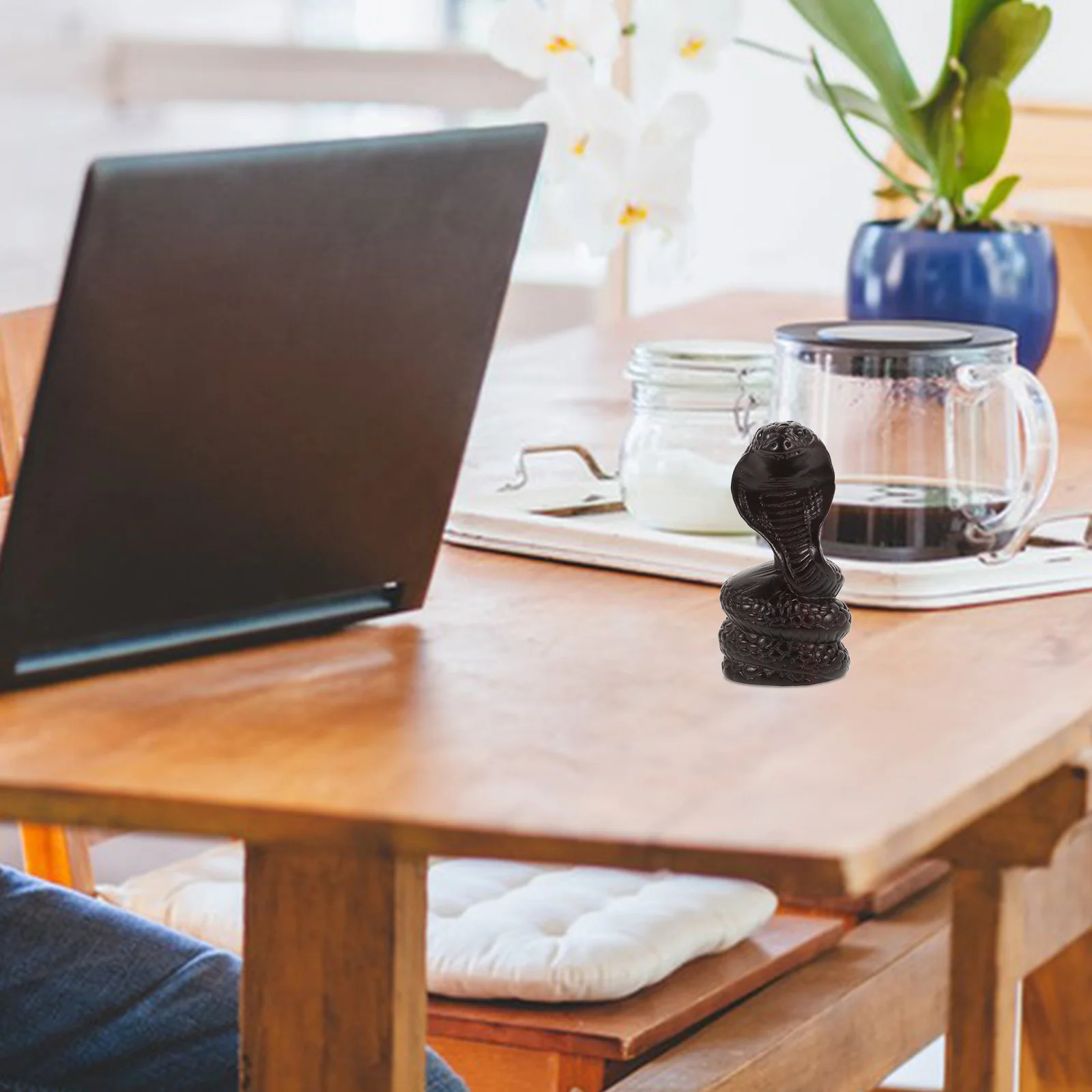 

Wood Carved Snake Figure Small Realistic Simulation Snake Decor Garden Bonsai Decoration Desktop Prank Party Prop