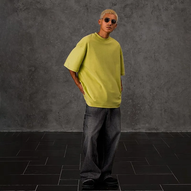 

Мужская футболка JUP Faion Heavyweight с коротким рукавом, свободного кроя, базовый слой, с маленьким воротником, повседневная, в городском стиле