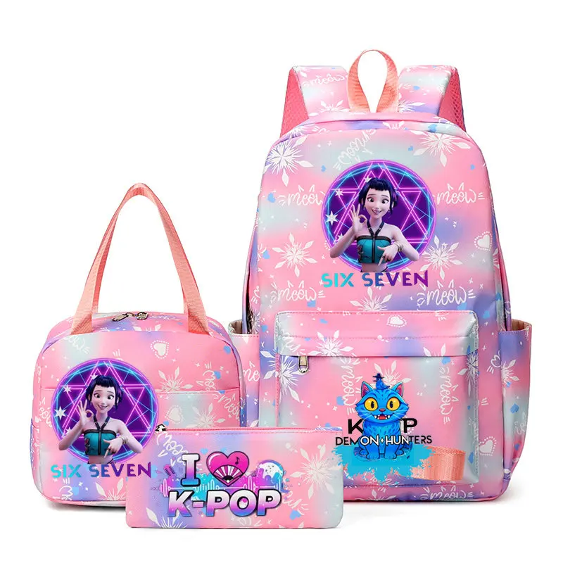 Mochila KPop Demon Hunters 3 peças Rumi Mira Zoey HUNTR/X Saja para Meninos, Mochila para Laptop, Adolescentes, Meninas, Mulheres, Mochila Escolar