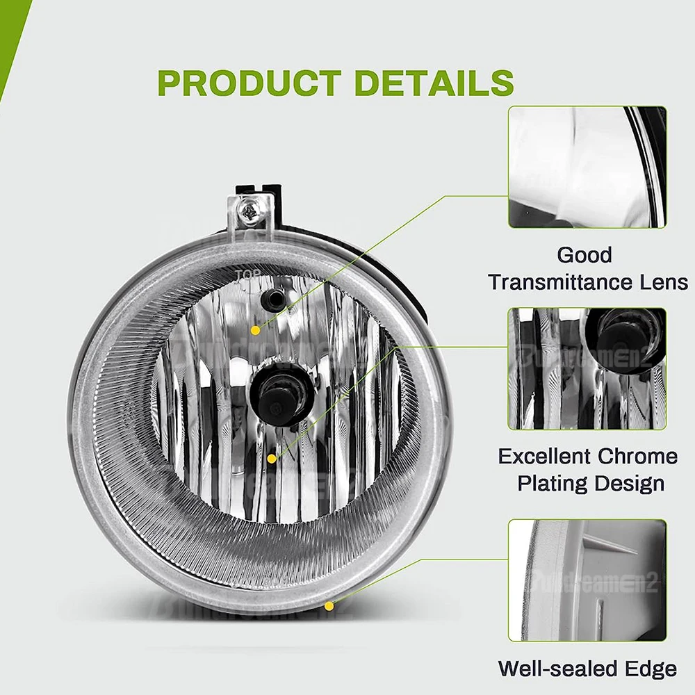 2 Pieces Car Front Fog Light Assembly + H10 9005 Halogen Bulb Warm White For Jeep Grand Cherokee 2005 2006 2007 2008 2009 2010 view 2