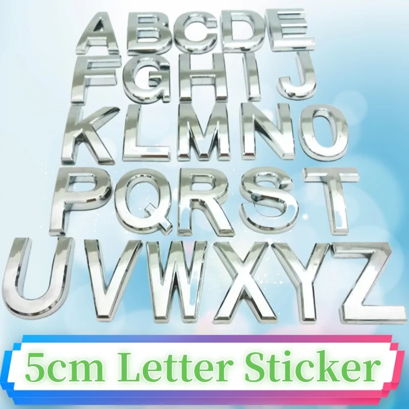 5cm English Letters Door Plate Modern Silver Plaque Door Number House Hotel Door Address Digits Sticker Plate Sign ABS plastic