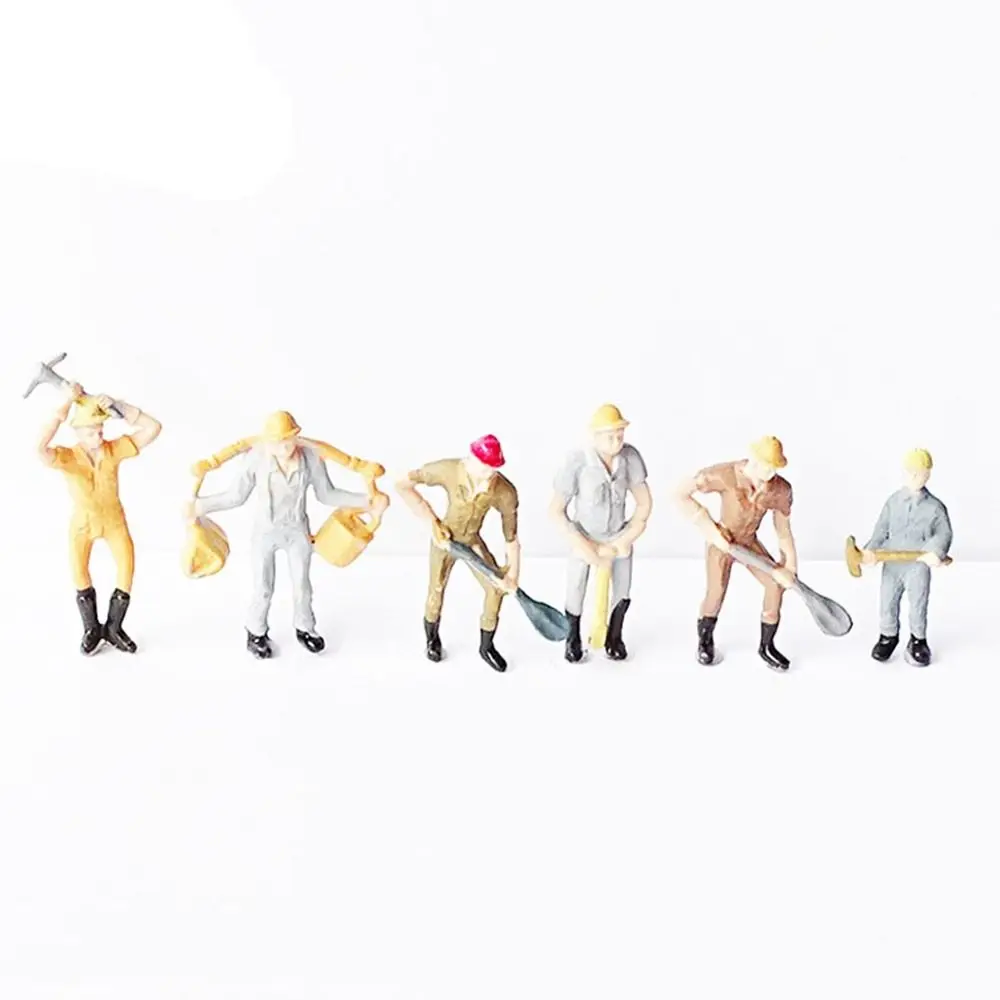 10/25pcs Mini Construction Worker Model Building People Figures Passengers Train Scenery 1/87 1/43 Scale Mixed Color Pose