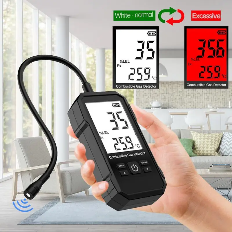 Methane Detector Accurate Methane Leak Detector With Long Flexible Probe Visual And Sound Alarm Handheld Sensor For Home And RV