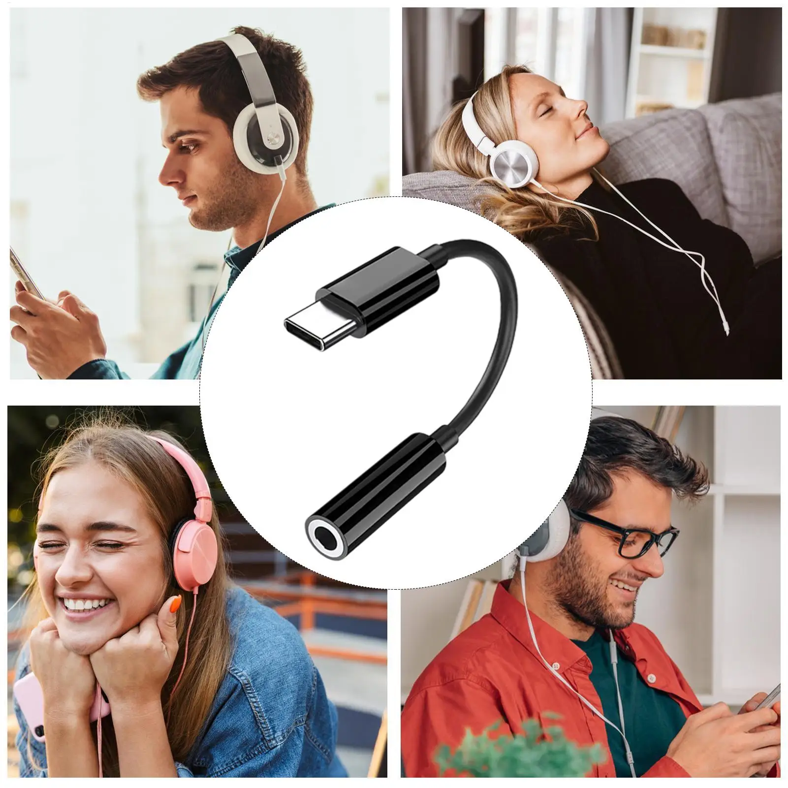 Type C To Audio Jack Adapter Headphone Jack Converter 3.5mm Connector For Mobile Smartphone Laptop Game Headset Conference Calls