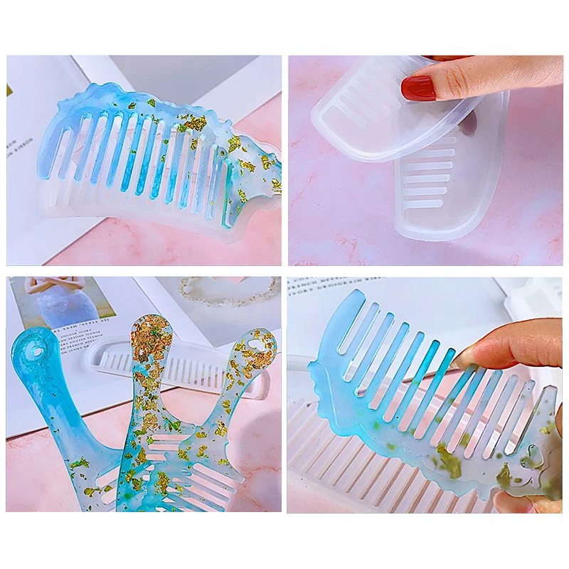 Comb Series Silicone Mold Epoxy Resin Jewelry Making Mould Cosmetic Tools DIY Comb Hand Craft Mold