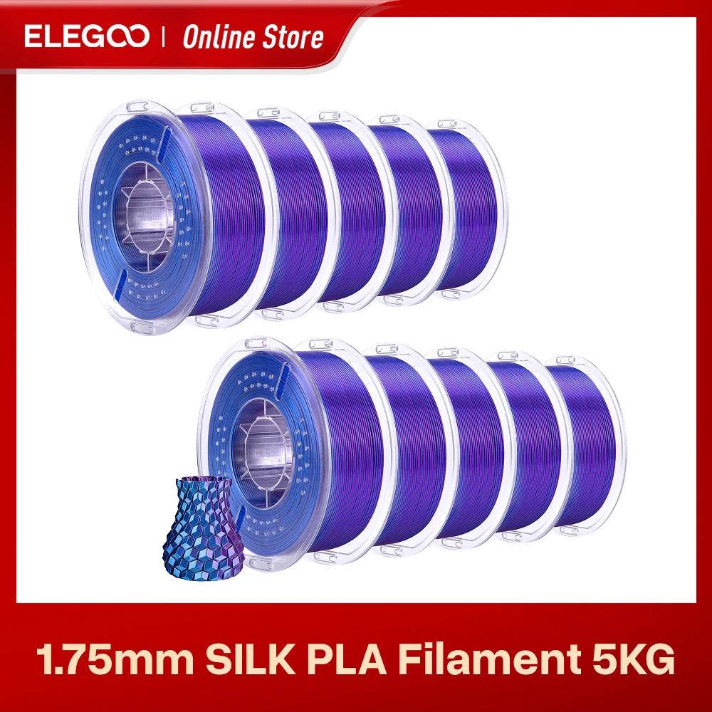 

ELEGOO 10KG Silk Filament PLA 1.75mm 3D Printer Filament for FDM 3D Printers Elegoo PLA for Elegoo Centauri Carbon