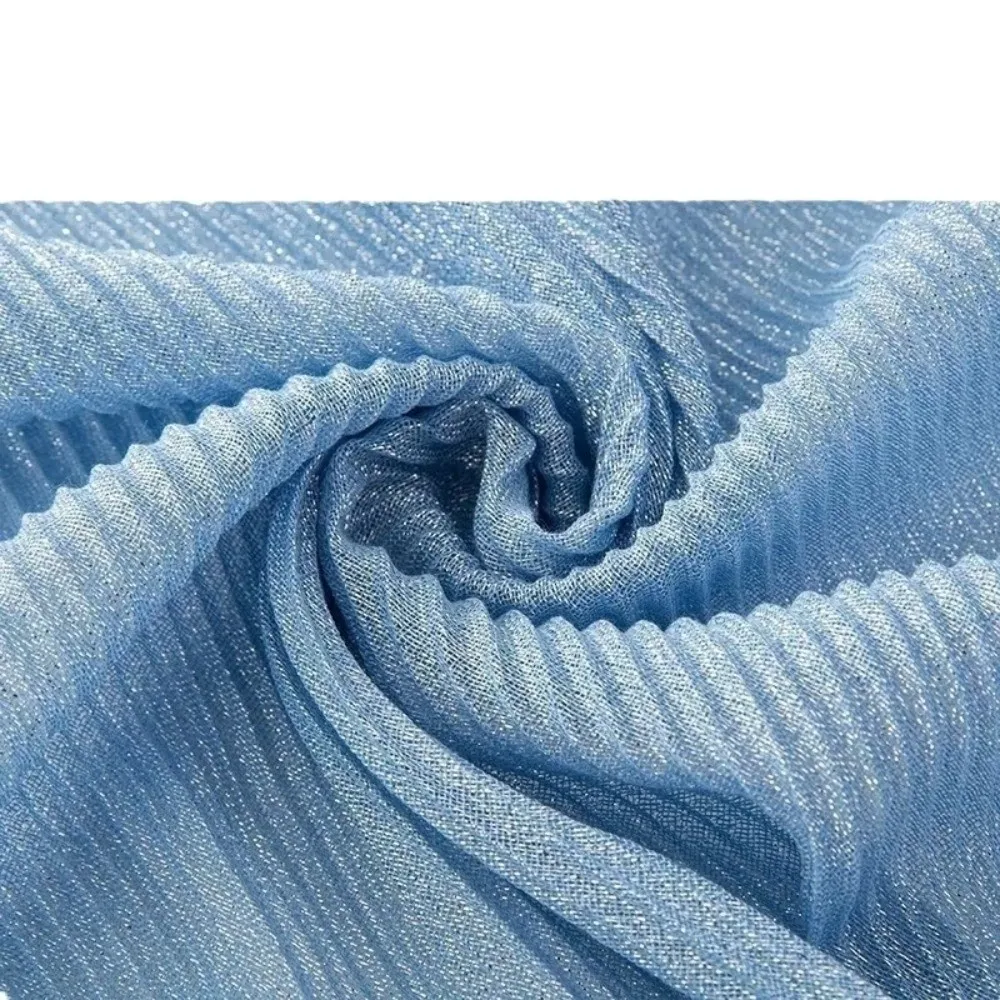 Fashion Solid Color Silk Scarf breathable Crinkle Chiffon Hijab Veil Gold & Silver Wire Shining Sunscreen Headscarf Outdoor