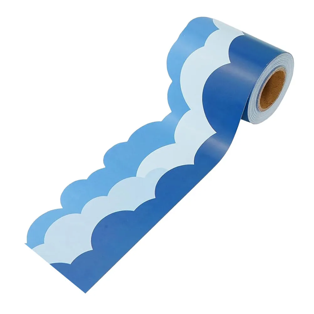 Bulletin Board Border Sticker 1 Roll Cloud Shape DIY Cuttable for Blackboard Wall Or Bulletin Board Aesthetic Classroom Decor