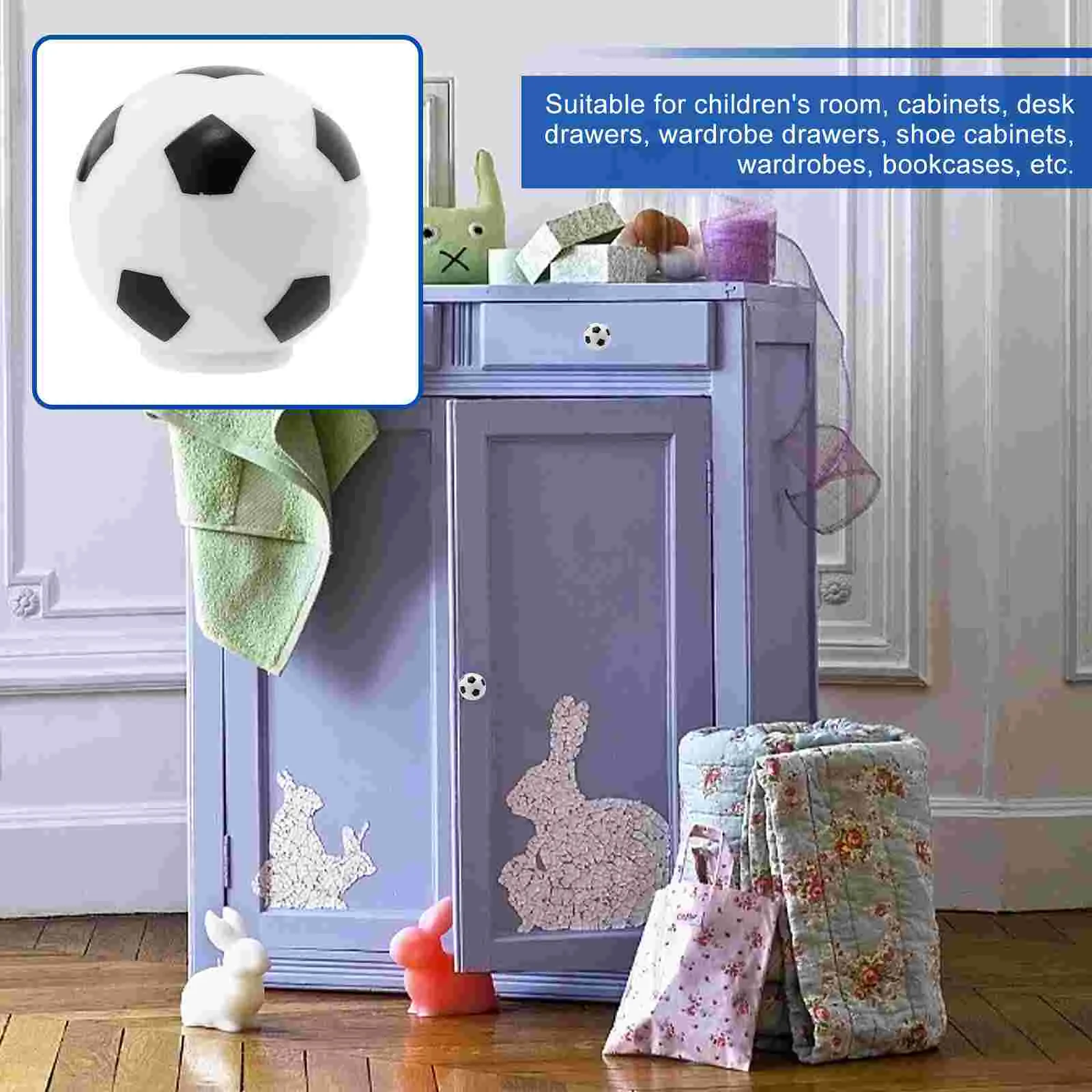 5 Pcs Football Pattern Furniture Handle Children Room Pull Knob Closet Anti Collision Cabinet Knobs Soccer Shape Drawer