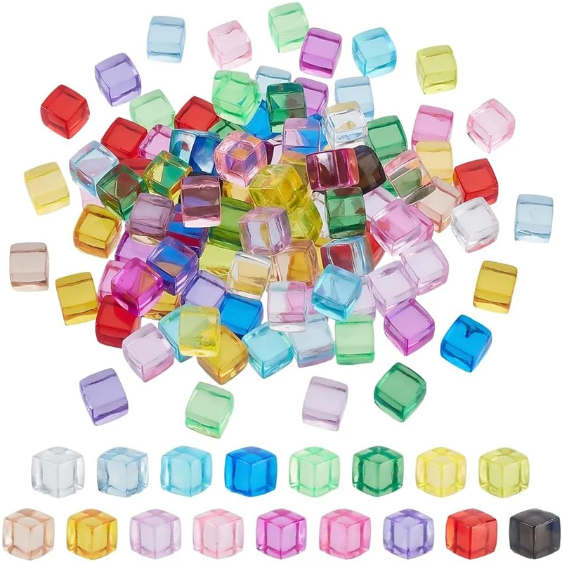 200/100PCS Transparent Acrylic Blank Dice 1CM Centimeter Cubes Math Educational Toys Board Games Accessories For Adults & Kids