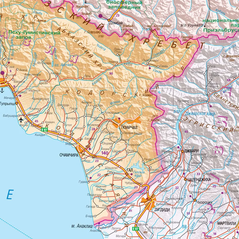 Mapa de distribución de la ciudad en idioma ruso, decoración de fondo de oficina de Abkhazia, 60x60cm, Fondo de pared, decoración de impresión