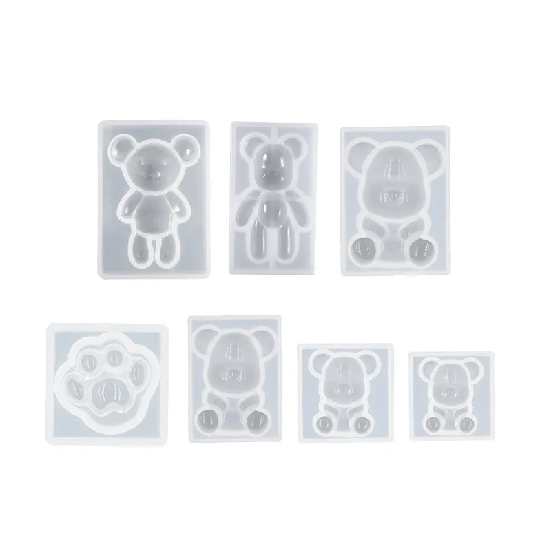 Cute Crystal Drip Gel Sitting Little Bear Silicone Mold DIY Jewelry Making Little Bear Pendant Hand Tool