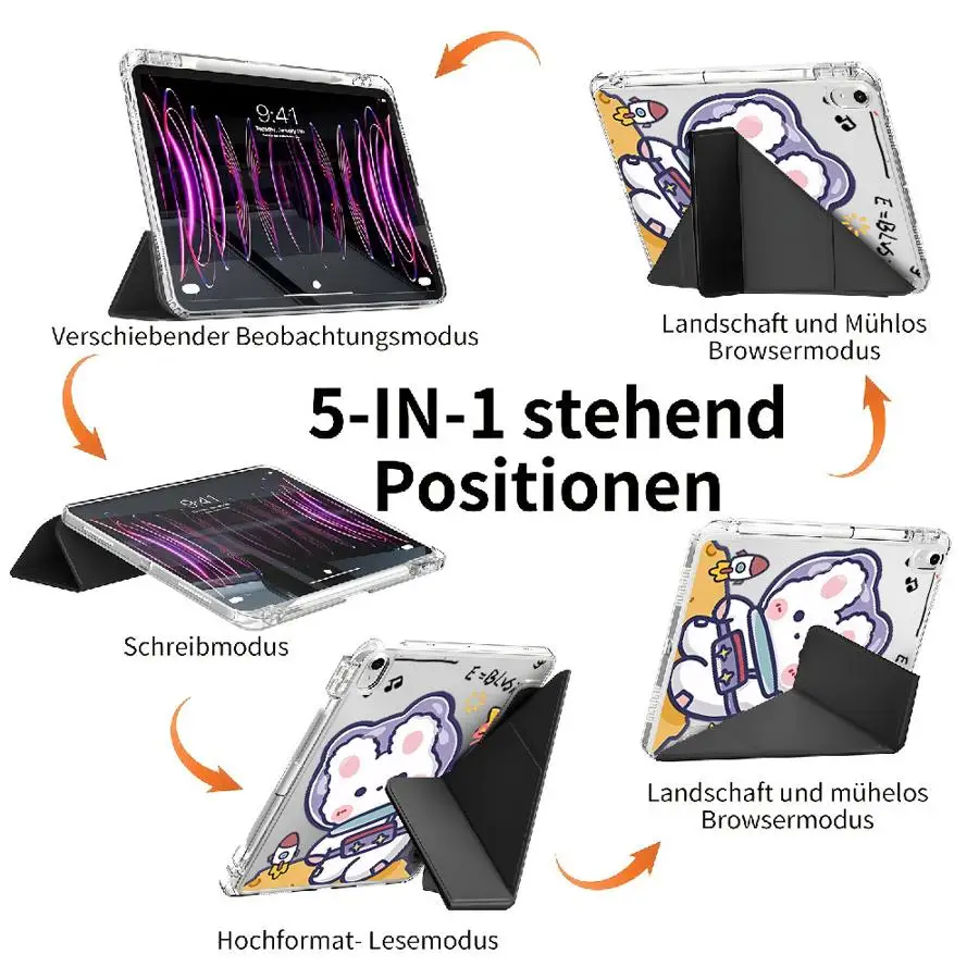 Tablet Case For iPad Mini 6 7 Pro 2025 Air 4 5 M3 M2 M4 11inch Pro 11th 10th 9th 8th 7th 12.9inch Holder Cover Y-Fold Fun Space