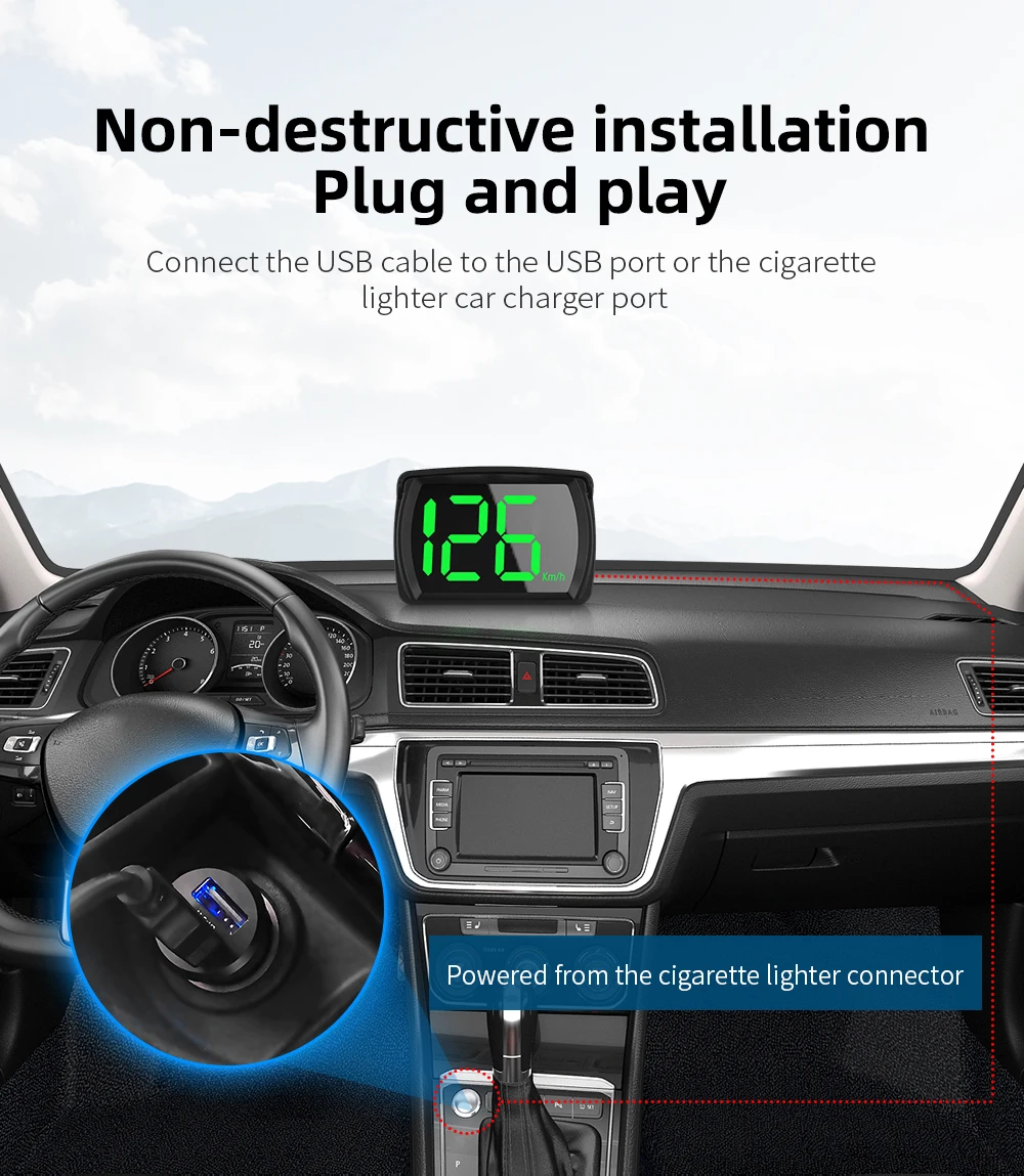 Y03 Großes Schriftzüberschrift-Head-Up-Display für Autos, GPS-Geschwindigkeitsanzeige in km/h und MPH, digitaler Tachometer, elektronische Anzeige für universelle Fahrzeuge – Detail 15