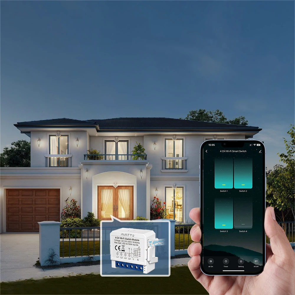 AVATTO WiFi Smart Light Switch Modul, 1/2/3/4-fach DIY-Schalter, Neutralleitersteuerung, kompatibel mit Tuya, Alexa, Google Home – Detail 3
