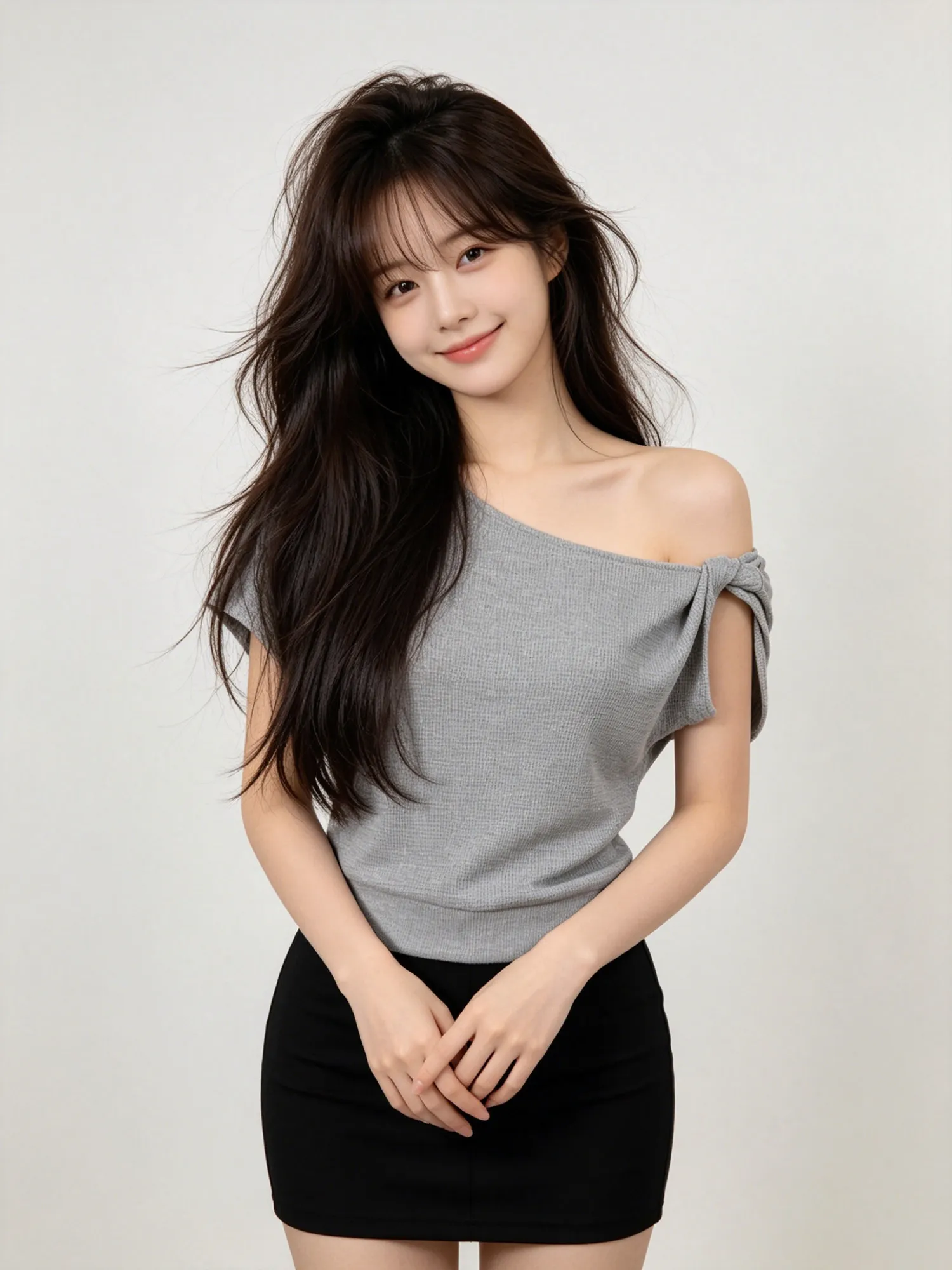 Summer Korean Style Design Shoulder Twist Short Sleeve T-Shirt Women's Beautiful Pure Desire Waist-Cinching Top