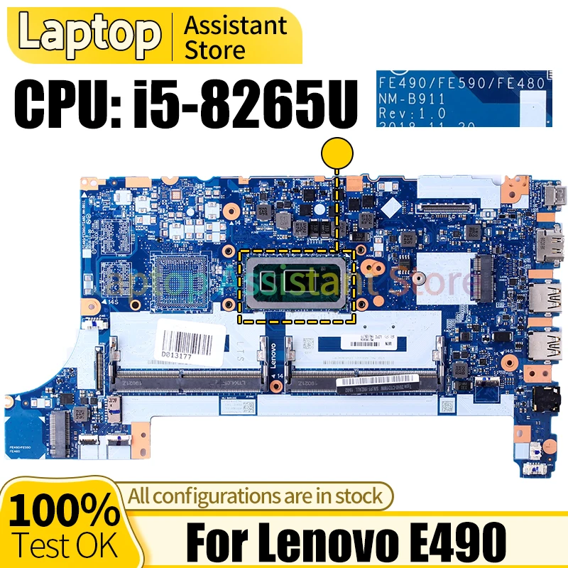 

For Lenovo E490 Laptop Mainboard NM-B911 02DL786 5B20V80725 02DL805 02DL777 i5-8265U Notebook Motherboard