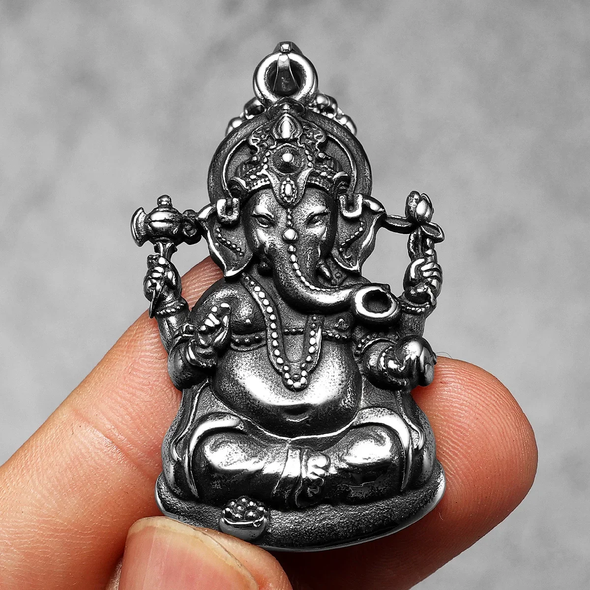 Hinduism Ganesha Powerful Amulet Men Necklaces Stainless Steel Pendant Chain Women Jewelry Vintage Accessories Gifts Wholesale