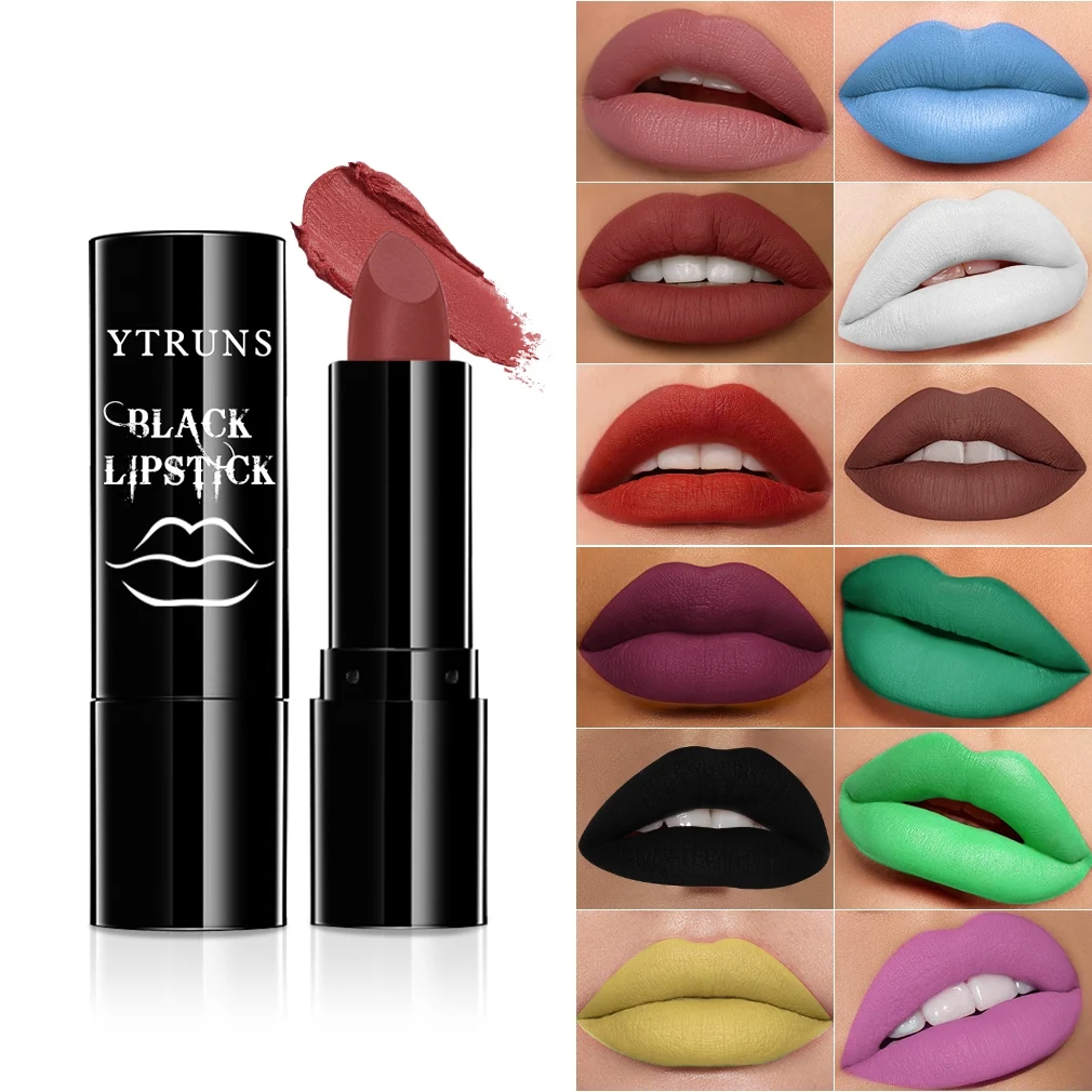 Mattschwarzer Lippenstift, langlebiger wasserfester Lipgloss für Halloween, perfekt für Gothic-Vampir-Hexe-Kostüme