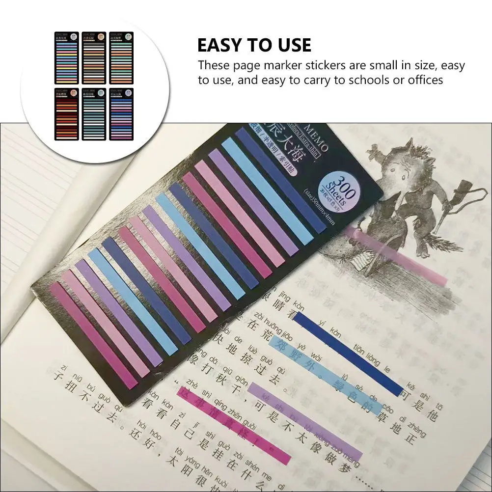 6Sets Smooth Writing Pet Page Marker Stickers Removable Sticky Book Tabs Colorful Page Mats for Note Taking Journaling Study