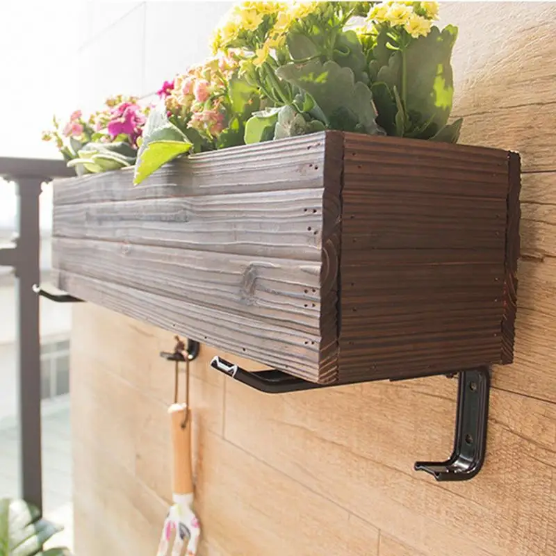 

Planter Box Brackets 2PCS Adjustable Iron Plant Hangers Outdoor Planter Brackets Wall Mount Holder Hang Flower Box Holders For