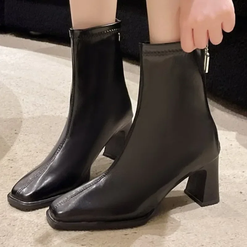 Ankle Boot Women Winter 2024 New Cashmere Warm Fashion Black Sexy Skinny Leg Elastic Botas De Invierno Para Mujer Bota Feminina