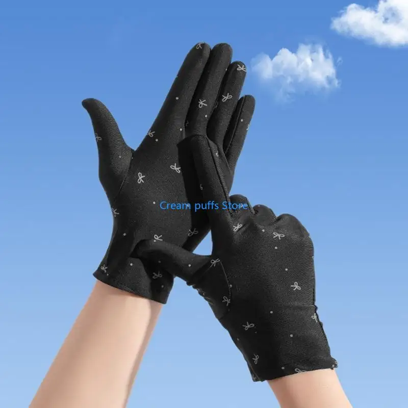 50LE 1 Pair Sunscreen Gloves Summer Spring Gloves Short Driving Gloves Anti-UV Elastic Ultra-thin Gloves for Riding Bicycling