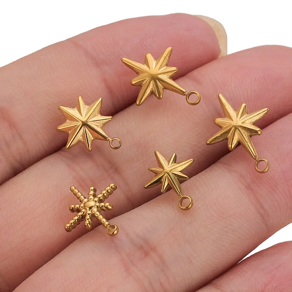 6pcs Stainless Steel Earrings Gold Star Earring Studs for Jewelry Making Supplies Hooks Connectors Earring Base Posts Components