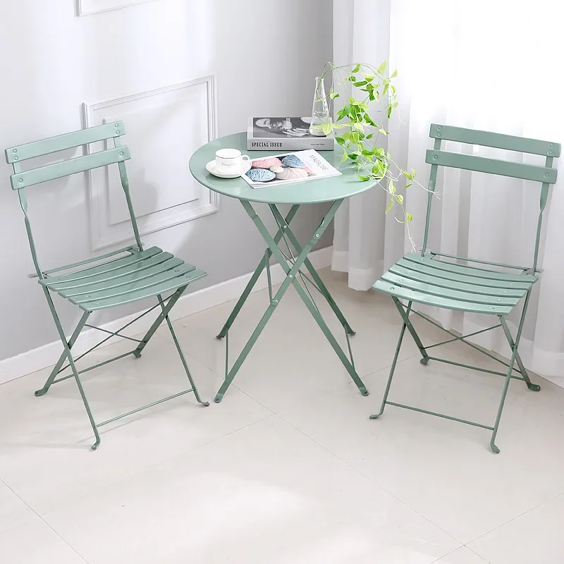 French Bistro Metal Folding Table And Chair Outdoor Garden Furniture Set