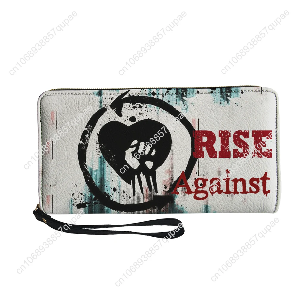 Rise Against Rock band Custom Wallet Purse Mens Womens Teenagers Zipper Long Wallets Double Print  Portable Wallet Gift Bag