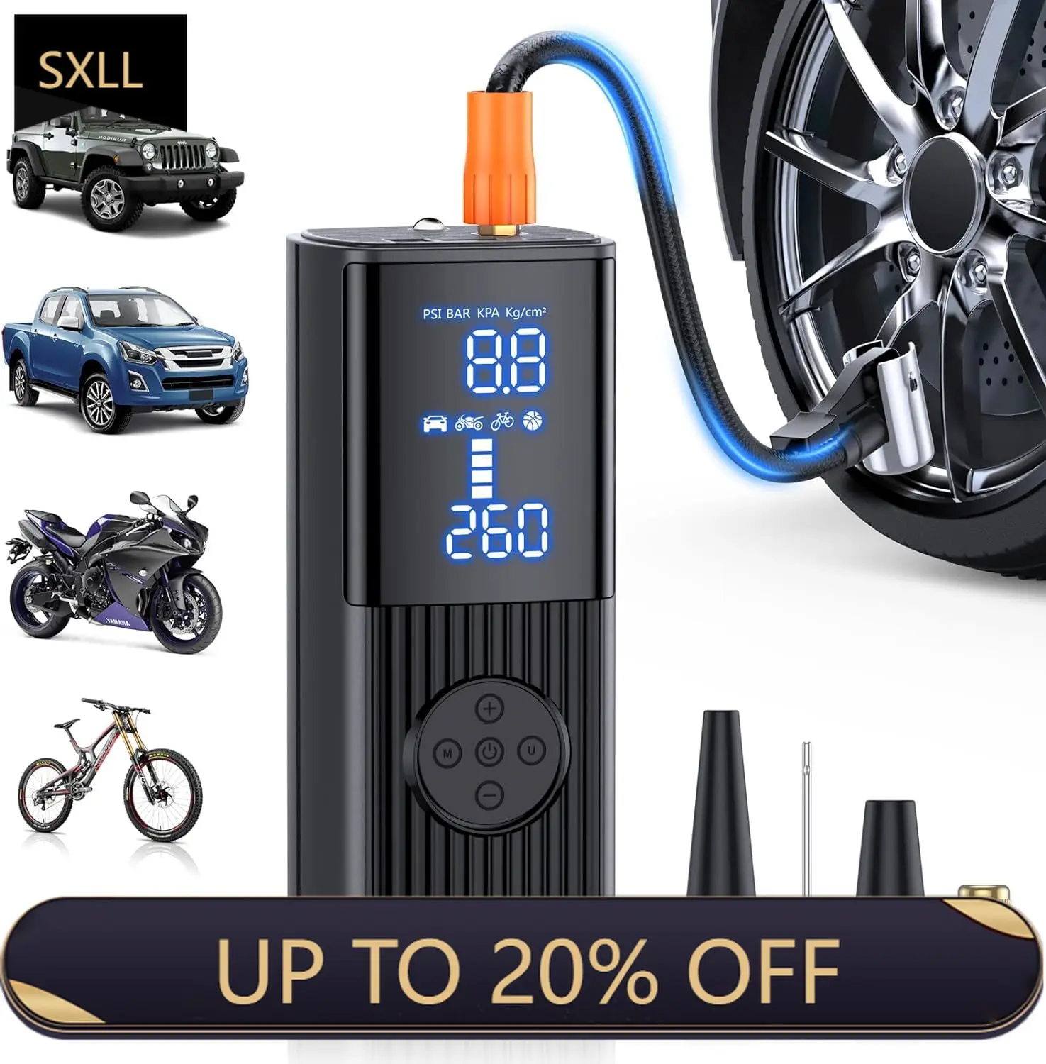 

SXLL Intelligent air pump preset tire pressure automatic stop charging battery car air pump air tire compressor tire inflator