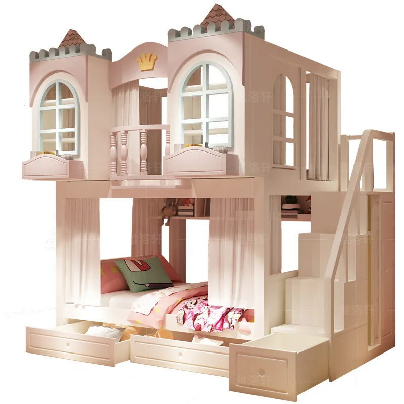 

Children's bed up and down with the same width bed Bunk Double bunk girl tree house princess mother high and low mother