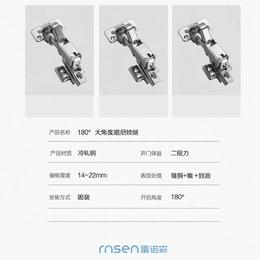 Heavy Duty Hydraulic Damping Hinge 180 Degree Full Overlay Door Hardware Furniture Cabinet Fittings For Modern Home Wardrobe