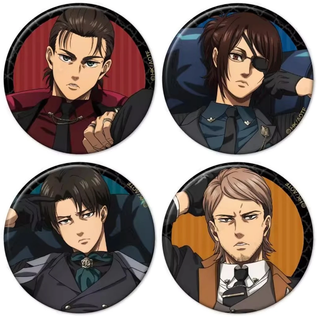 58 مللي متر أنيمي هجوم على تيتان إرين جايجر ليفي أكرمان تأثيري حلي شارة دبوس SPTE صفيح بروش دعامة عيد الميلاد جيلف #1