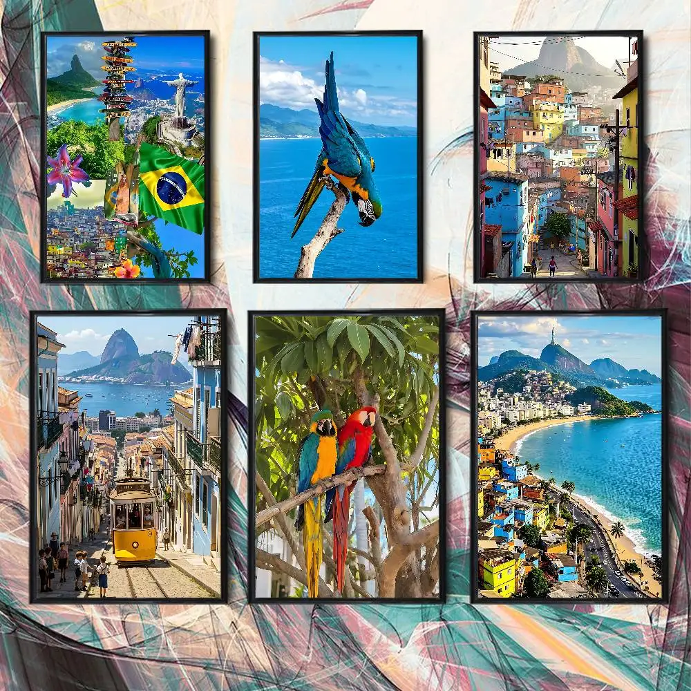 Vibrant Brasil Parrot Scenery HD Wall Art Poster