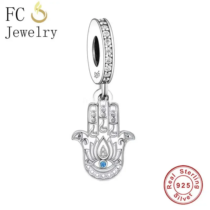 

FC Jewelry Fit Original Pan Charms Bracelet 925 Silver Fatima Hasma Hand Lotus Evil Eye Bead For Making Women Berloque 2024 DIY