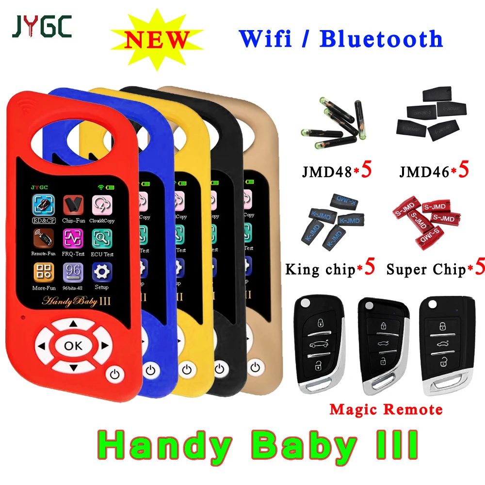 

2023 JYGC JMD Handy Baby III Hand-held Car Key Copier Auto Key Programmer for 4D/46/48/G/KING/Red Chip Copy 96bit 48 Chip