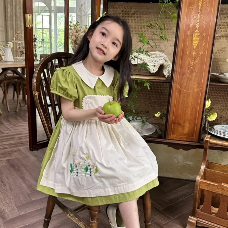 

2PCS Baby Girls Clothes Birthday Party Infant Toddler College Style Girls Casual Dresses A3813 Summer Dress Ropa Niña