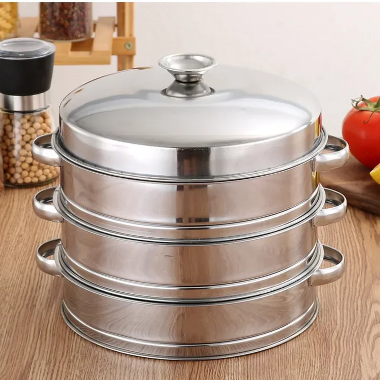 Stainless Steel Pot Drain Basket Kitchen Cooking Bamboo Steamer Cooker  Rice  Food Steaming Grid with Double Ear