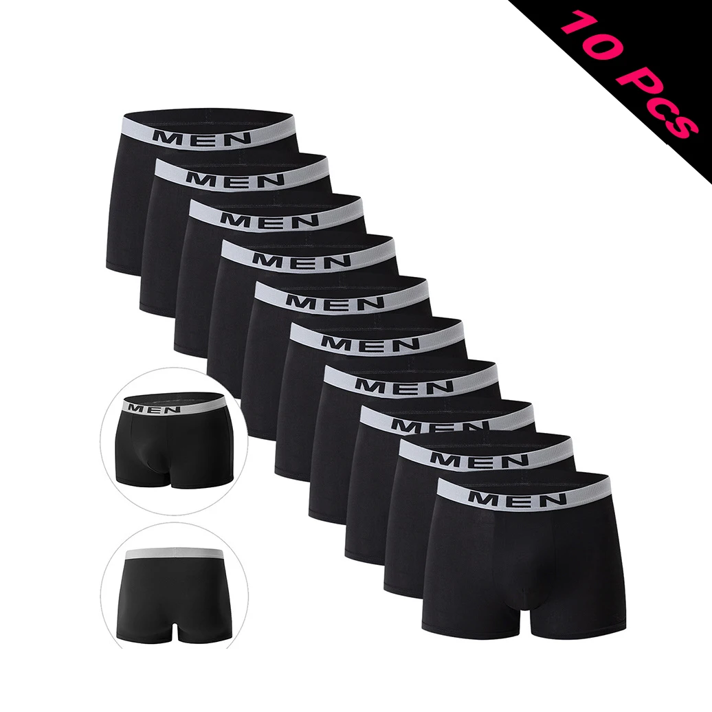 5/10pcs/set Men's Underwear Black Color Men Underpant Youth Casual Sports Underwear Fashionable Boxer Shorts Home Pant for Men