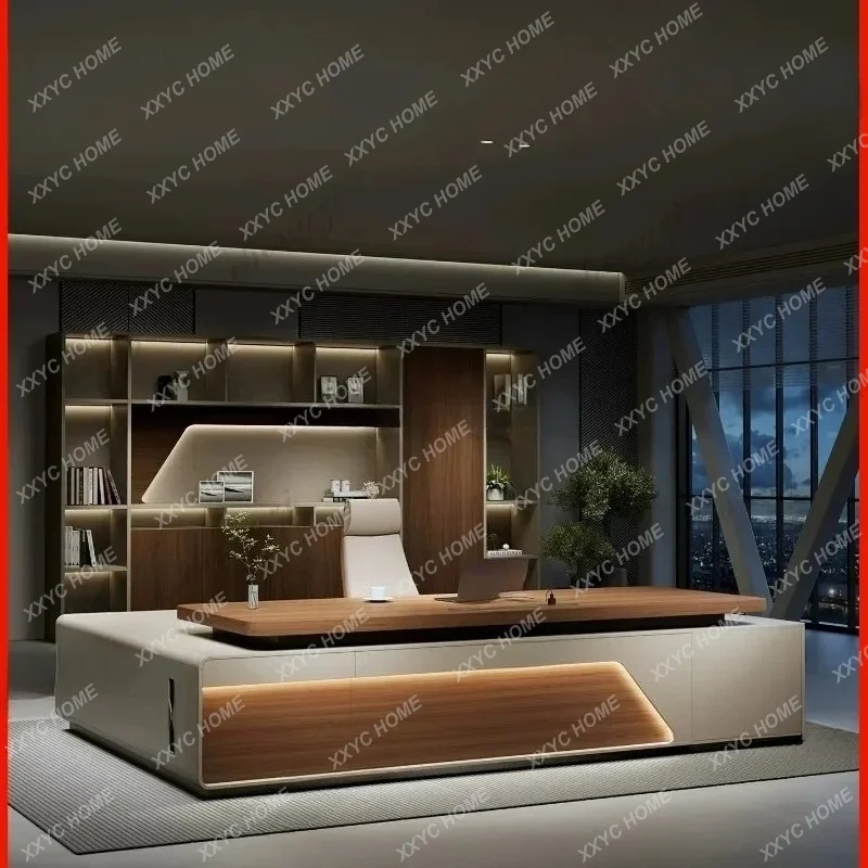 XX Modern simple solid wood desk, light luxury, high-end boss supervisor, chairperson of the board, LED table