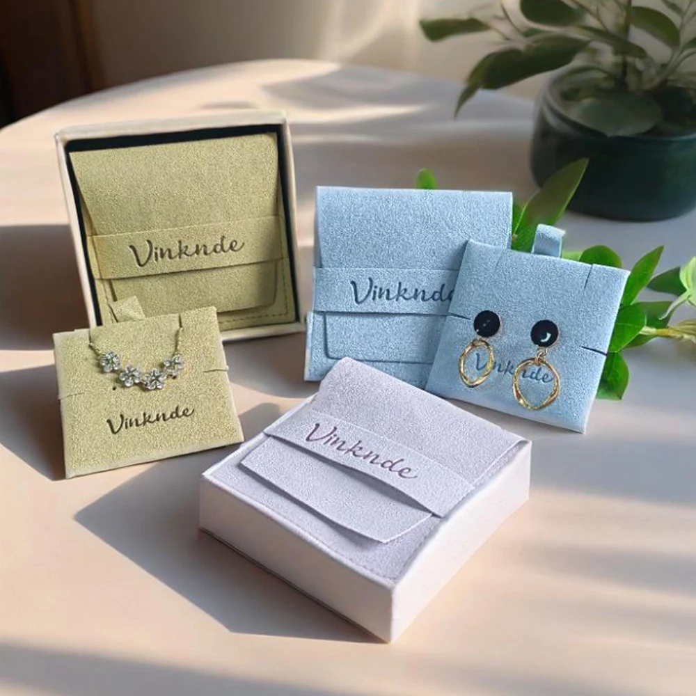 

8x8cm Mini Jewelry Rings Storage Pouches Custom Logo Home Travel Earrings Necklace Storage Bag With Insert Pad Gift for Women