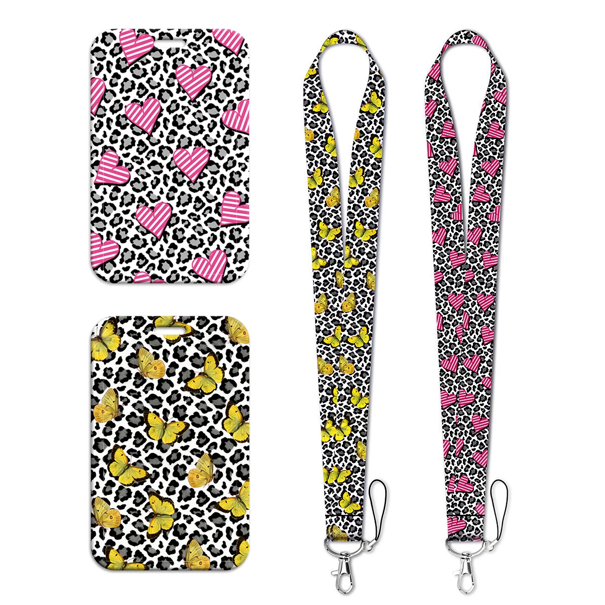 

Leopard Print Neck Strap Lanyards for Keys Keychain Heart Butterfly Badge Holder ID Credit Card Pass Hang Rope Accessories Gifts