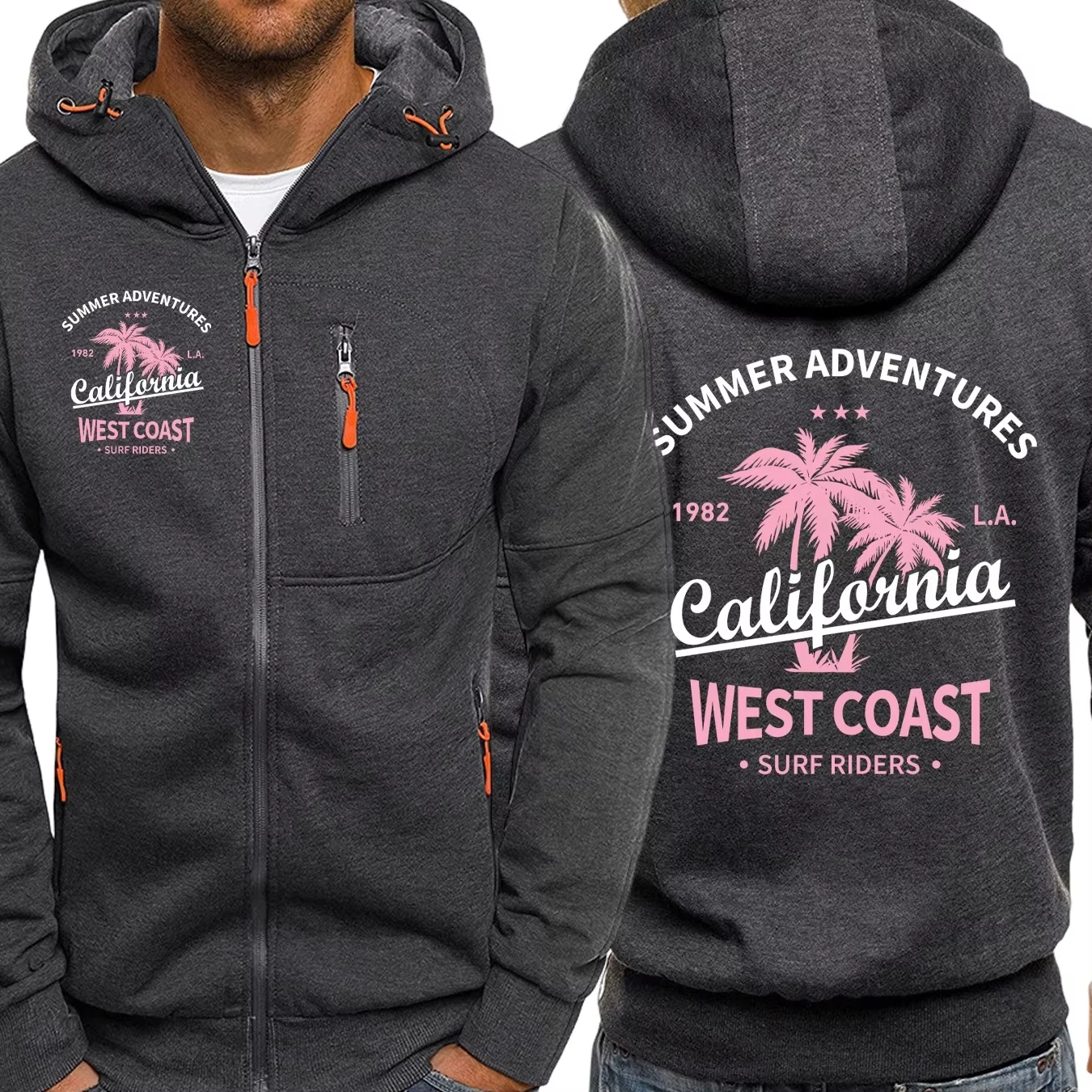 Summer Adventures California West Coast Design Man Zipper Hoodie Autumn Fleece Clothes Casual Soft Hoody Oversized Sportswear