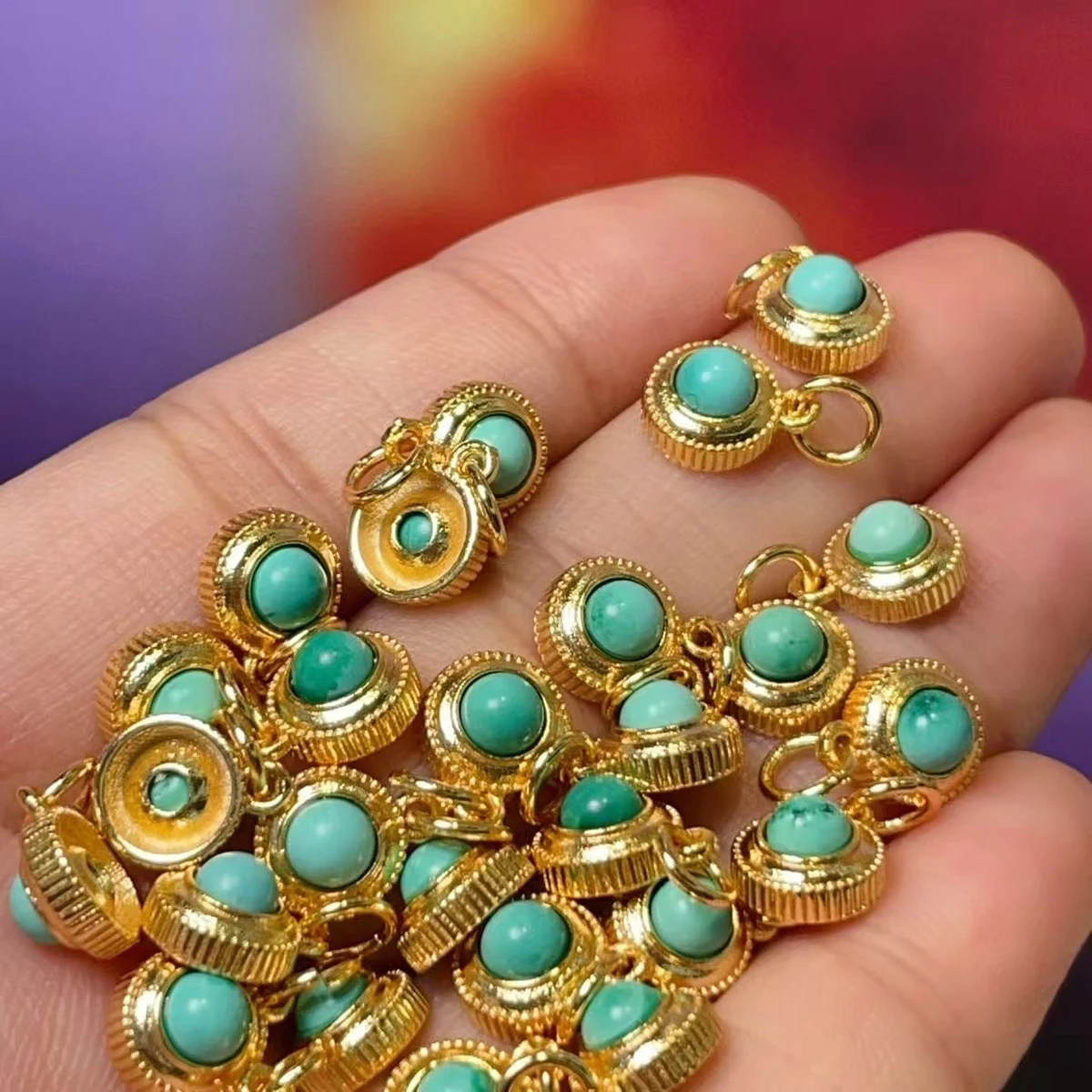 

5pcs 7x9mm Round Natural Stone Pendants Turquoise Charms for Jewelry Making Supplies DIY Necklace Earrings Accessories Wholesale
