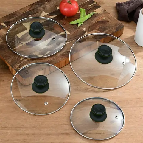 Durable Universal Pot Cover Tempered Glass Visible Pot Lid Anti-scalding Round Cookware Parts Kitchen Accessories
