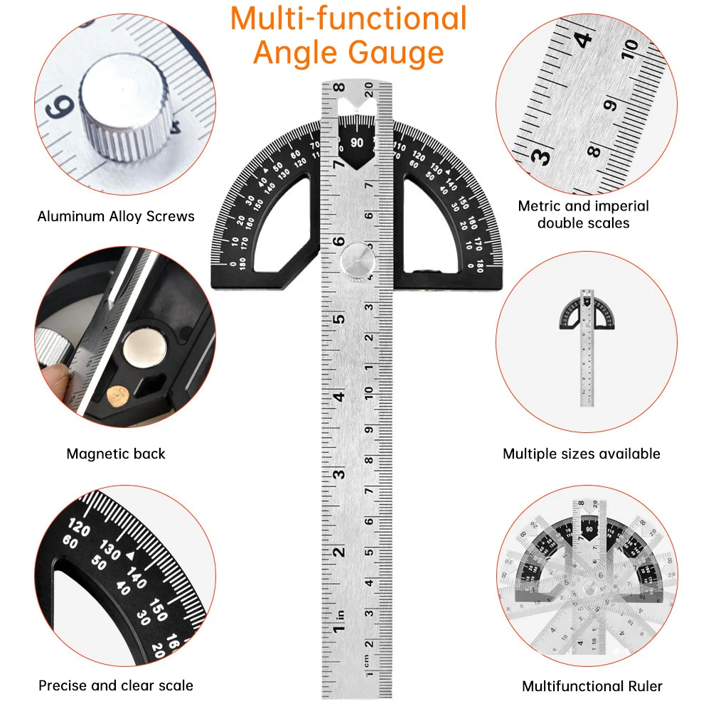 Cal linijka kątowa z możliwością regulacji wielu linijka kątowa metrycznych i imperialnych narzędzi do obróbki drewna z prawej kątomierz