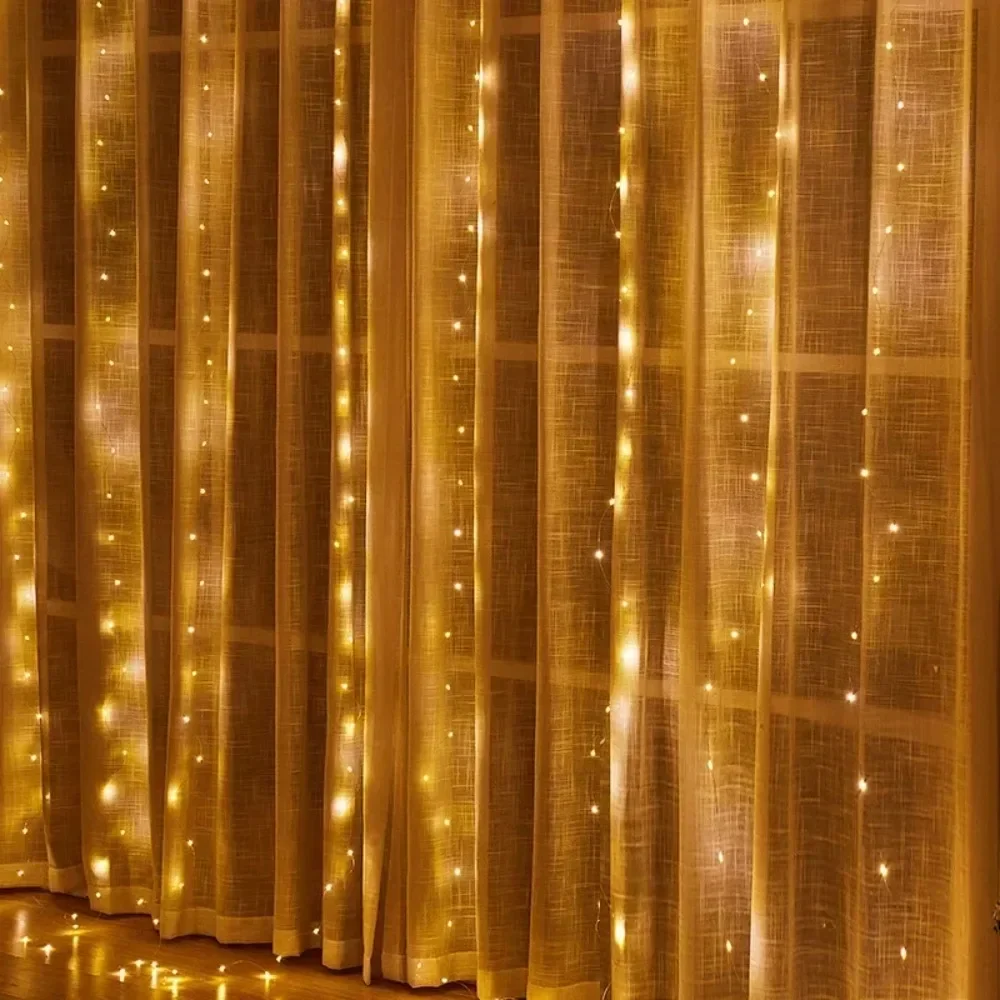 3/4/6 m LED-Vorhang-Lichterkette, Dekoration, USB, Urlaubsgirlande, Feenlampe, 8 Modi, für Zuhause, Garten, Weihnachten, Party, Hochzeit, Dekoration – Detail 9