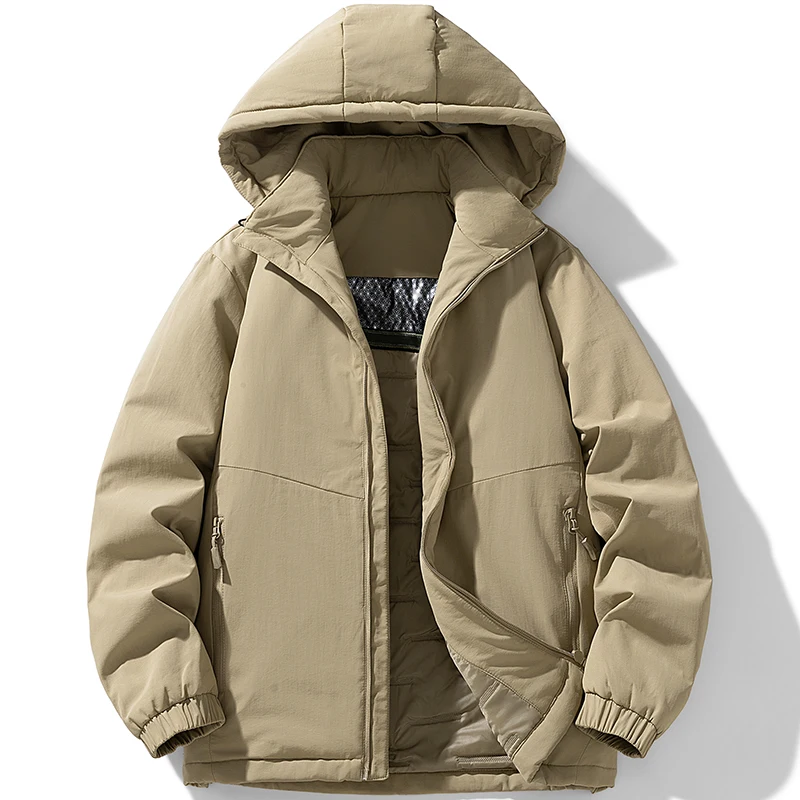 2026 Winter New Style Men's Fashion Casual Solid Color Cotton Coat with Hood and Matching Couple Jacket